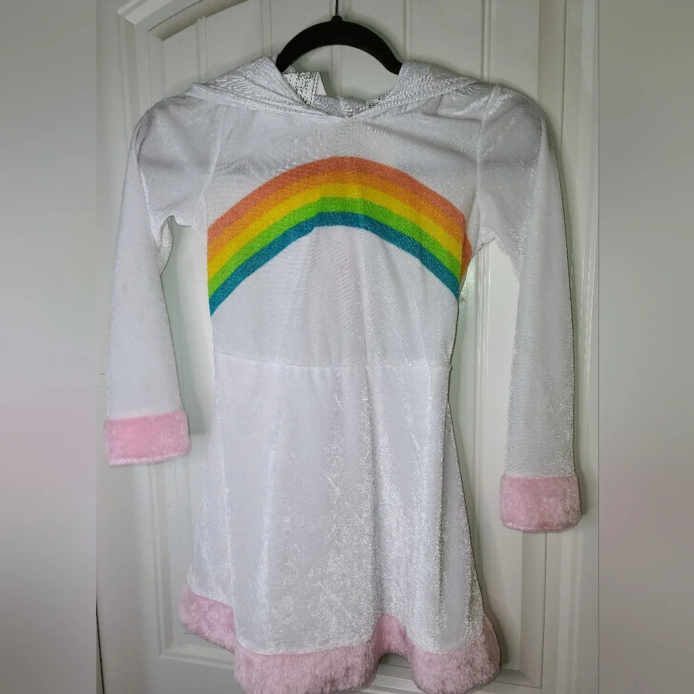 UNICORN Hooded velour dress and Boot covers Girls M 8/10 GIRLS New